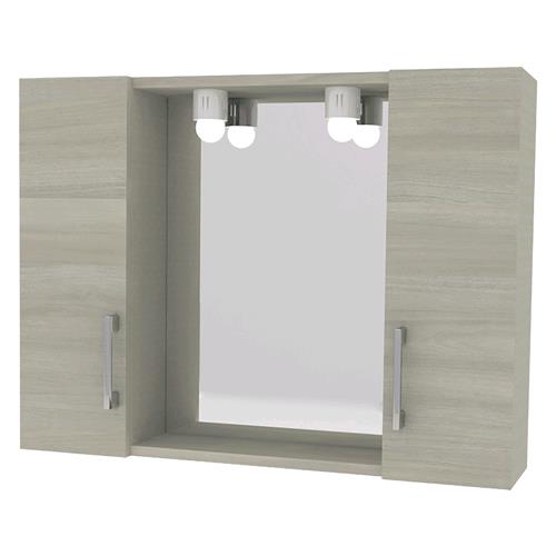 SPECCHIERA DA BAGNO PENSILE DOPPIO 'DIA' cm 77 x 16 x h.57 - rovere grigio
