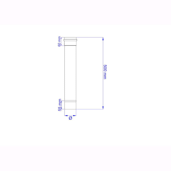 Tubo per Stufa a Pellet Acciaio rivestito con smalto porcellanato 50H cm 10 Ø cm - PNL1001