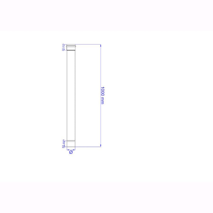 Tubo per Stufa a Pellet Acciaio rivestito con smalto porcellanato 100H cm 10 Ø cm - PNL1000