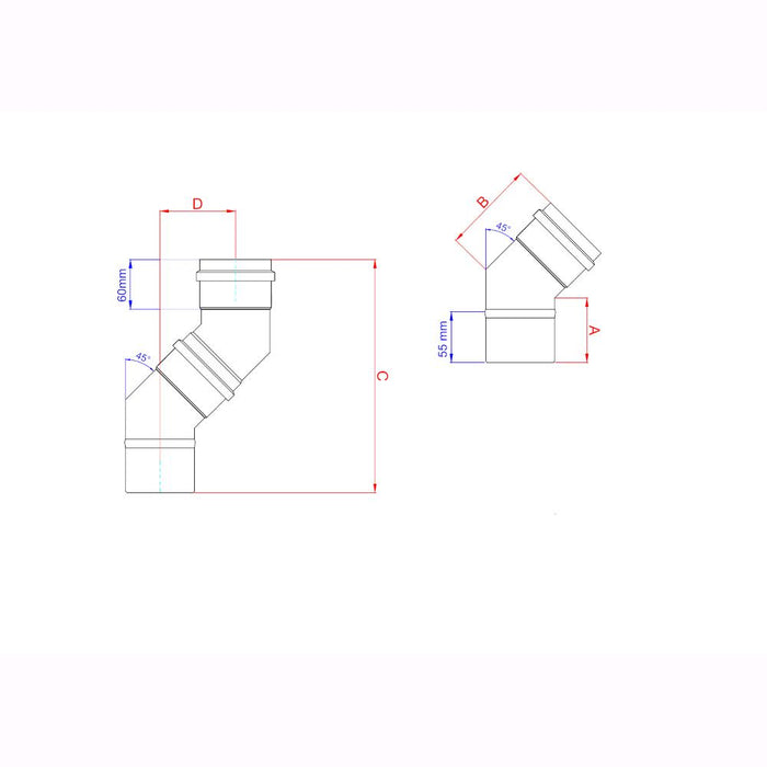 Gomito 45° per Stufa a Pellet Acciaio rivestito con smalto porcellanato 8 Ø cm - PN804