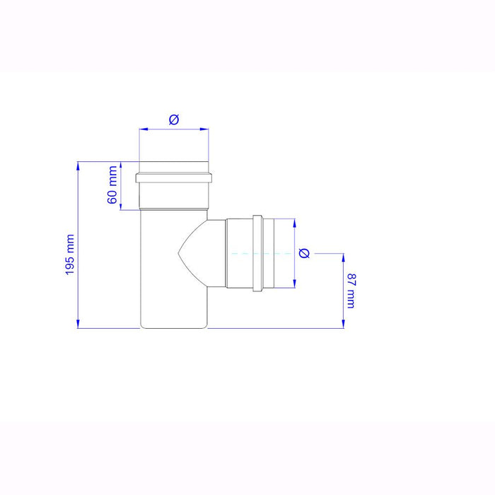 Raccordo a T F/F per Stufa a Pellet Acciaio rivestito con smalto porcellanato 10 Ø cm - PN1005F