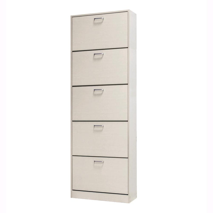 Scarpiera in Legno 5 Ante colore Bianco Nordico Mobiletto 30 Paia 63x24x185H cm (CD103-BN)